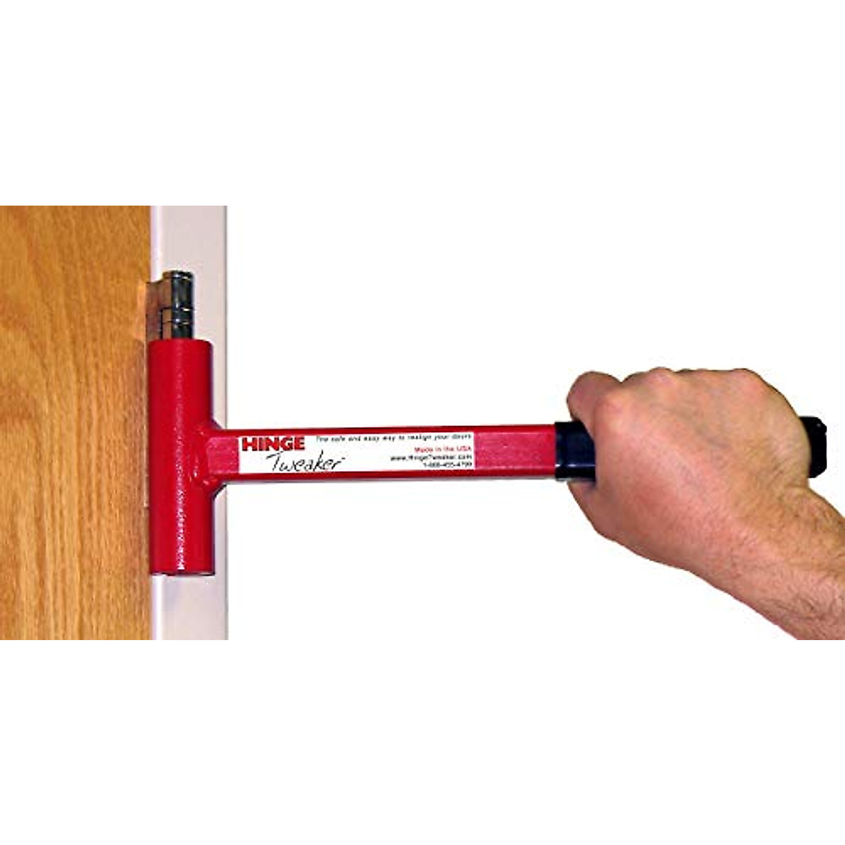 thumbnail interactive-video image 1 of Red Hinge Tweaker Tool – Adjusts .134 Gauge Commercial Door Hinges, Fix Sagging & Sticking Doors, 13 Inch Leverage, Steel Build 1 of 12