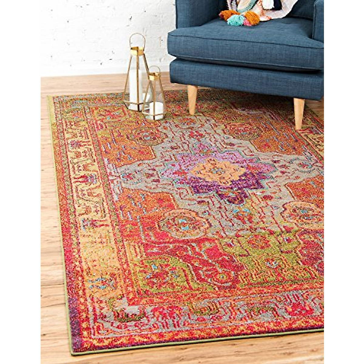 Unique Loom Vita Collection Vintage Rug - Colorful 4x6 Area Rug