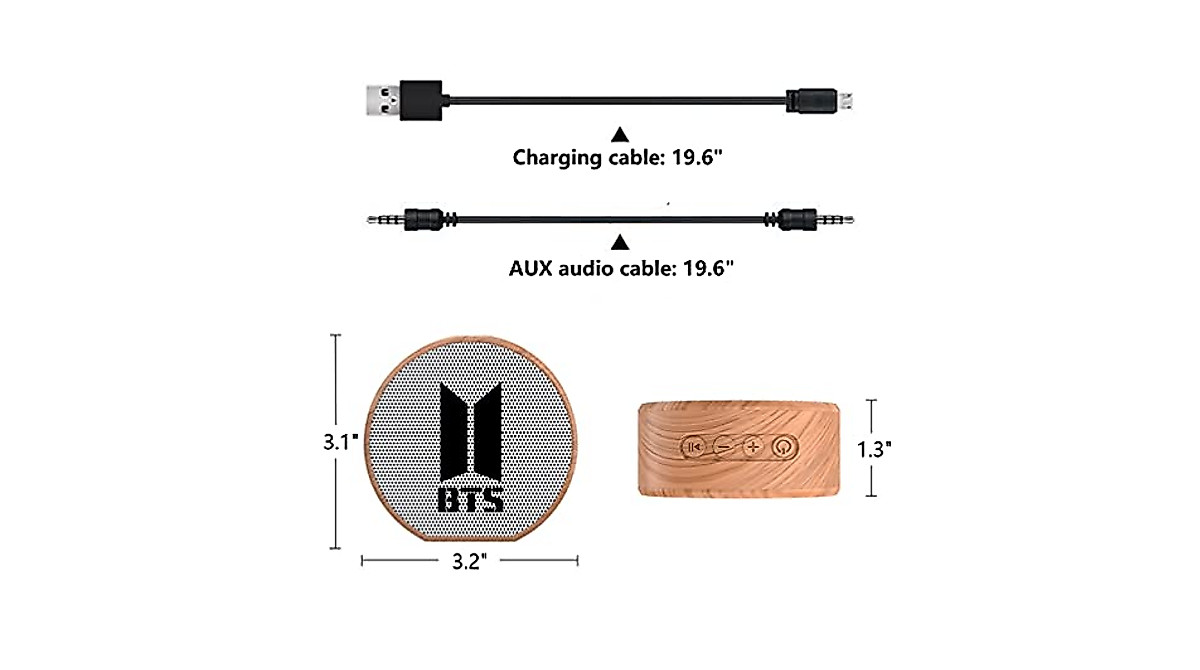 BTS Portable Bluetooth Speaker - Stylish Wood Grain Design for Army