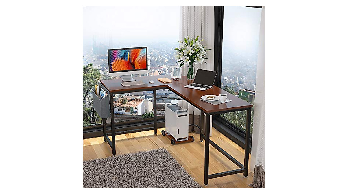 Foxemart L Shaped Desk - Spacious Home Office & Gaming Desk