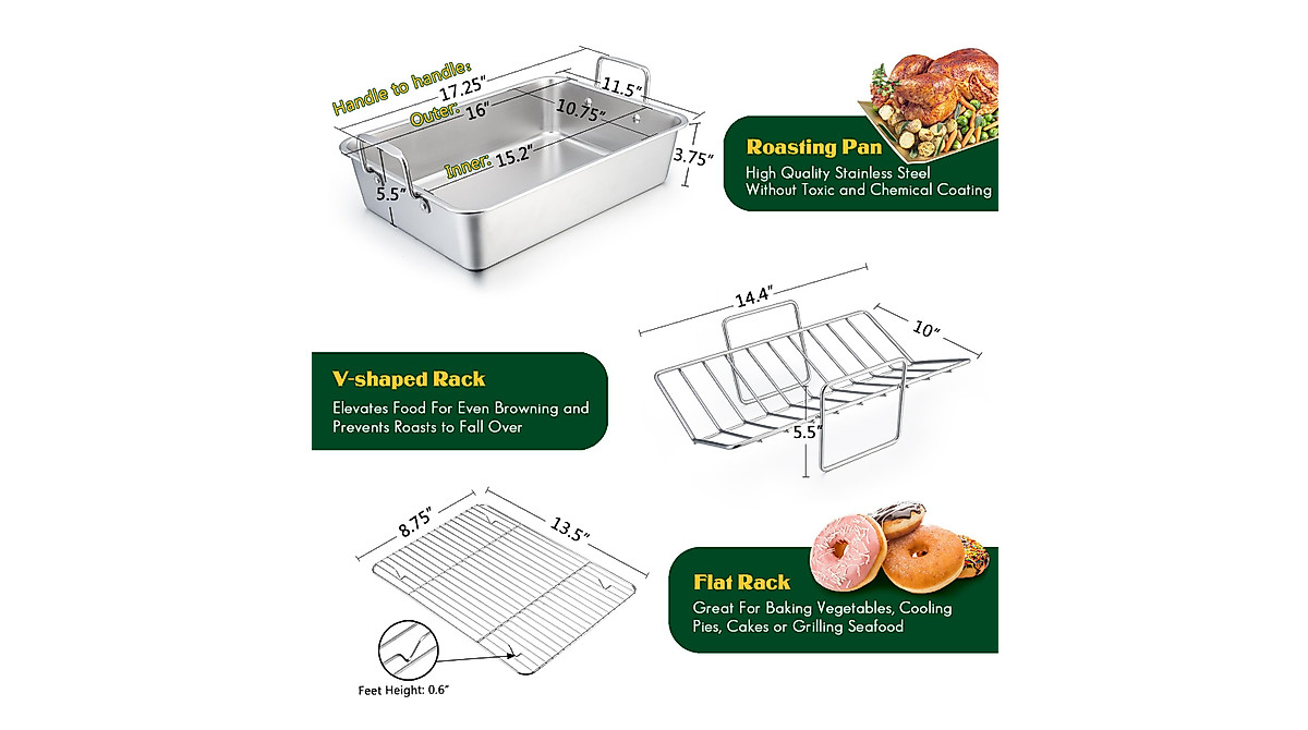 E-far Stainless Steel Turkey Roaster with Racks