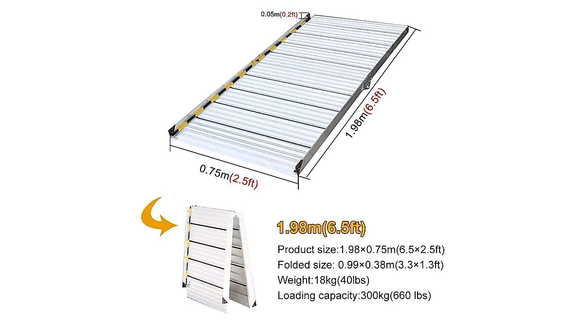 GUENZO Portable Aluminum Threshold Ramp for Wheelchairs & Accessibility
