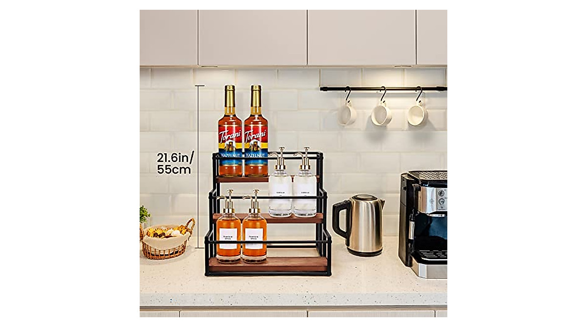 THYGIFTREE Syrup Bottle Holder Rack for Organized Storage