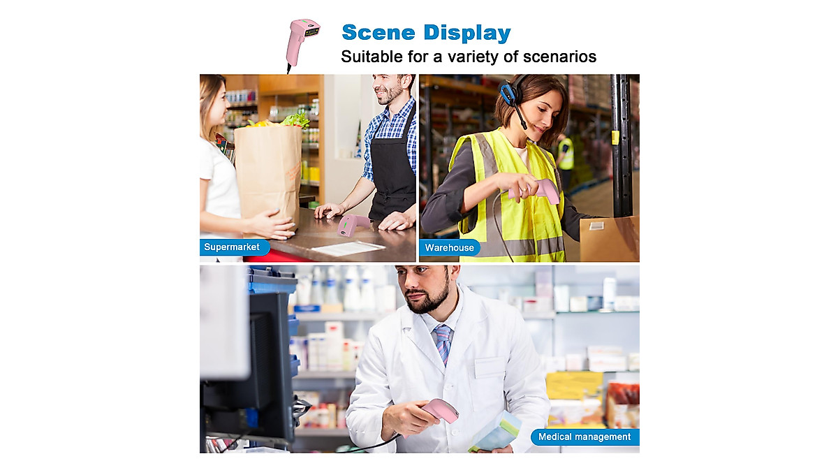Symcode Pink Handheld Barcode Scanner - Fast 1D & 2D QR Code Reading