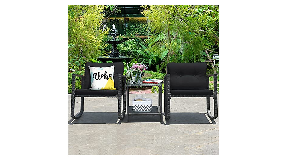 CXDTBH Patio Rattan Rocking Chairs Set - Comfort & Style