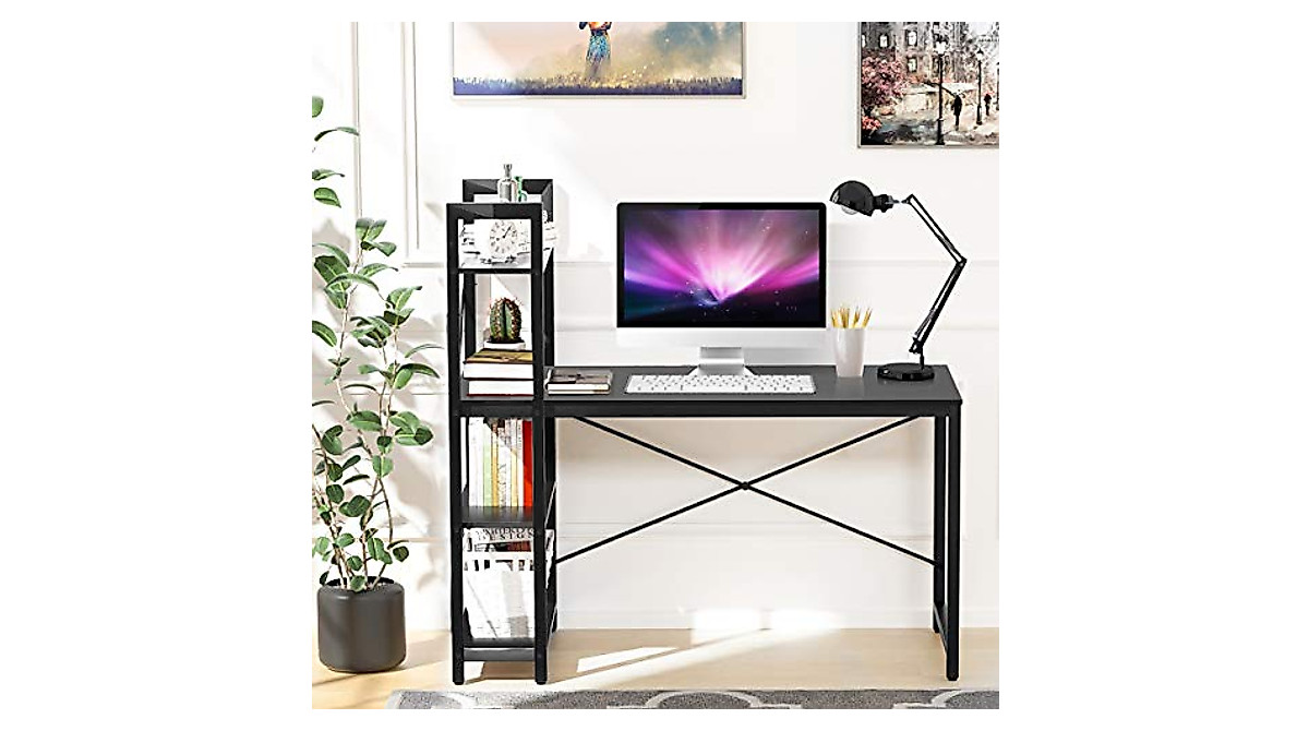 HAPPYGRILL Compact Computer Desk with Storage Shelves