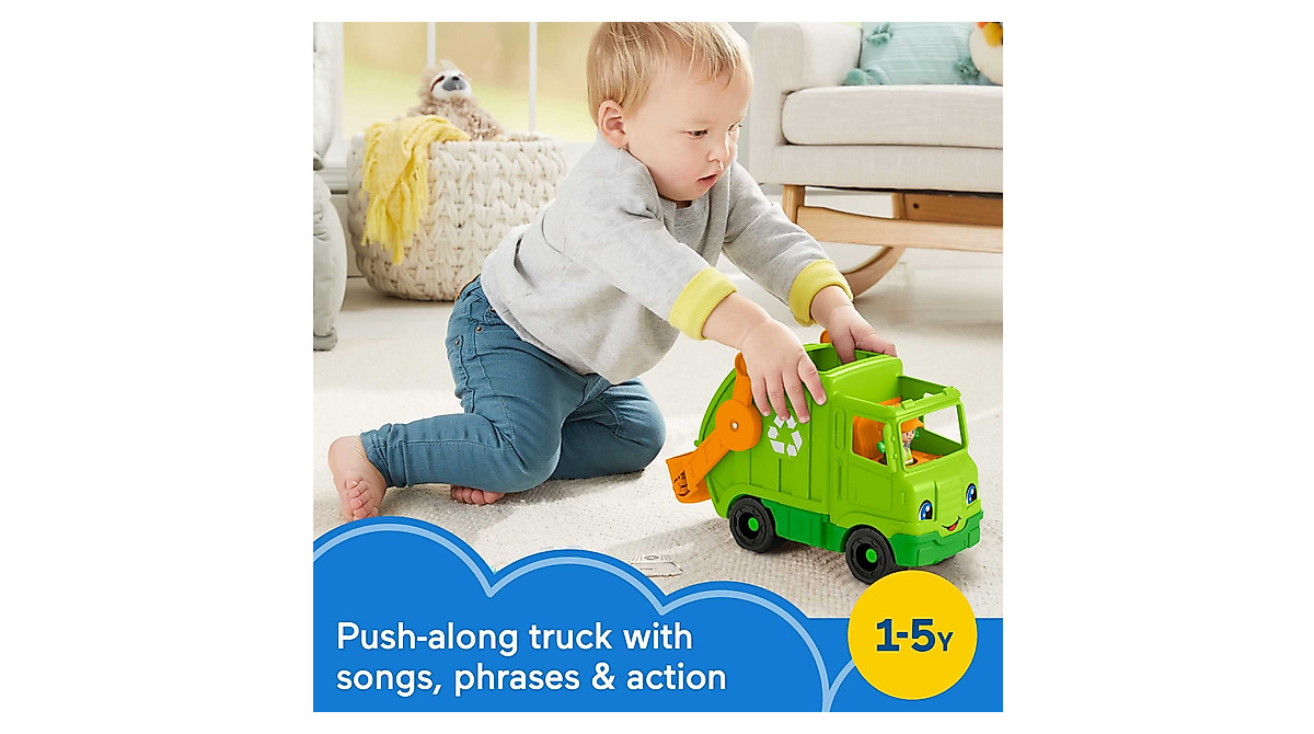 Fisher-Price Little People Recycling Truck Toddler Toy - Musical Garbage Vehicle With Figure