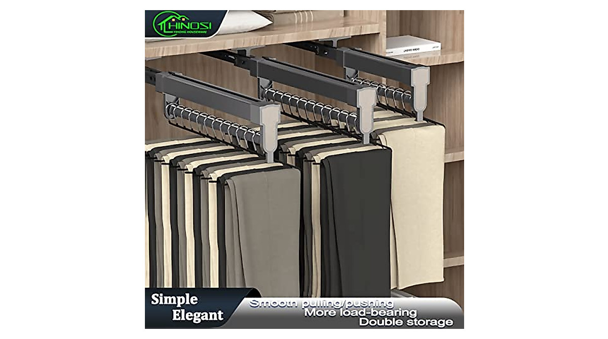 Adjustable Pull Out Closet Valet Rod - Space Saving Design