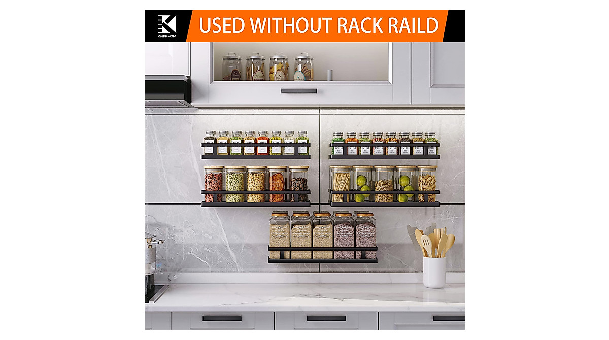 KAFAHOM 5-Tier Wall Spice Rack - Adjustable & Versatile