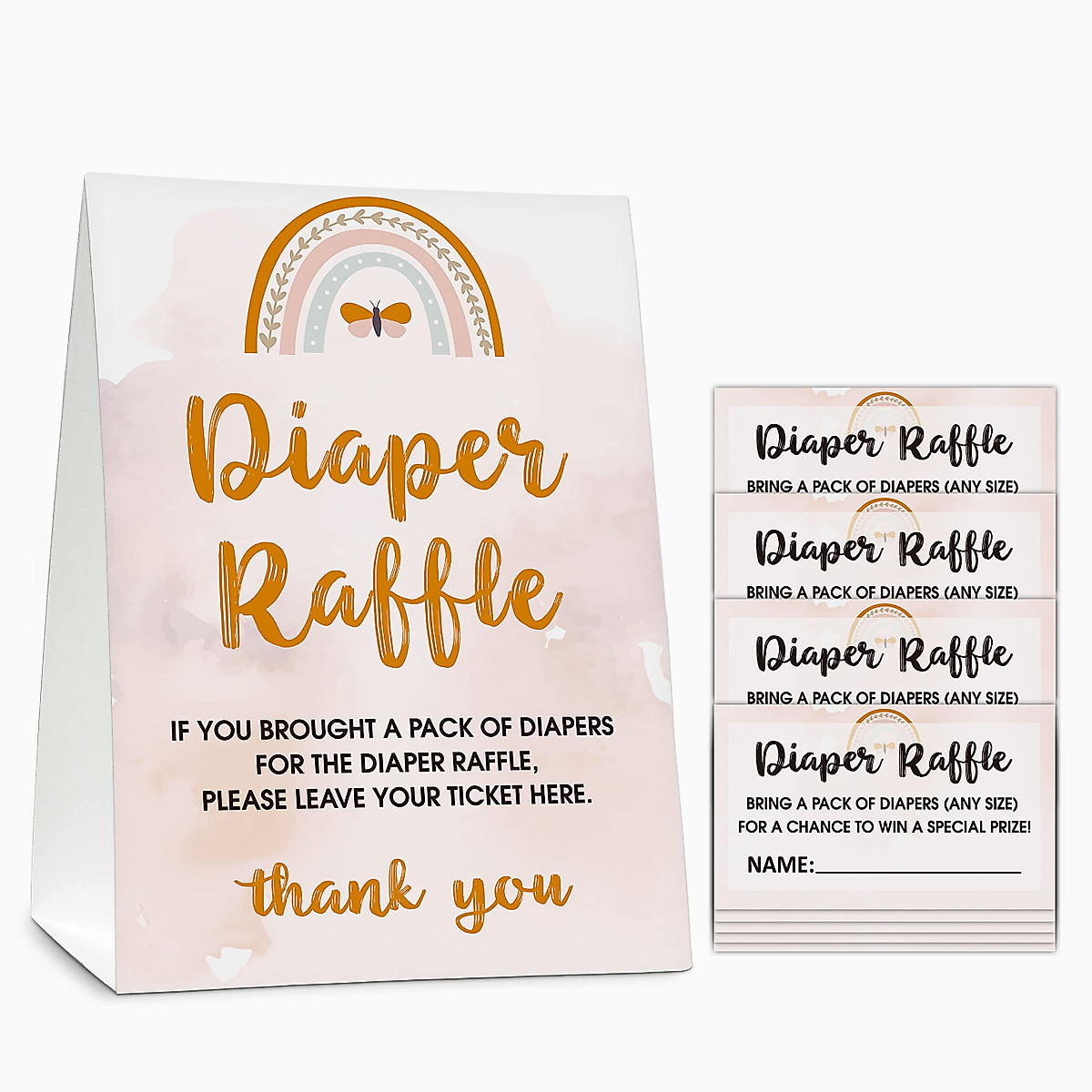 Gihyan Diaper Raffle Game Set - Boho Rainbow Design