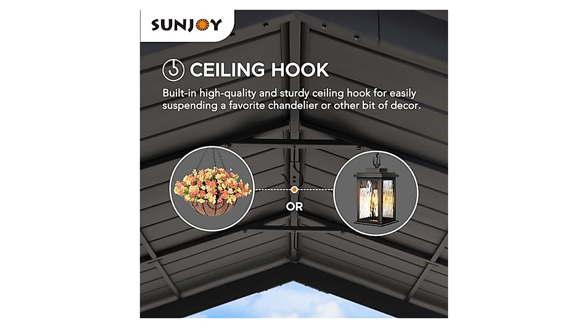 Sunjoy 11 x 13 ft. Hardtop Gazebo Outdoor Cedar Frame Wood Gazebo with ...