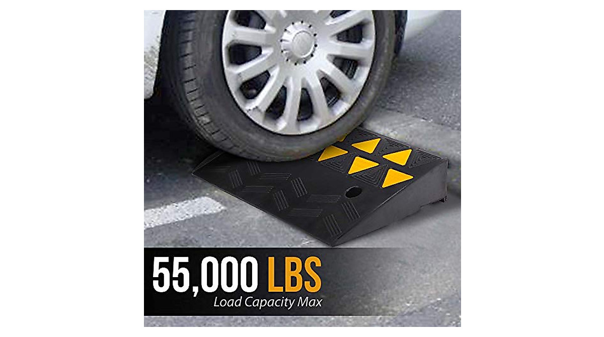 Pyle Heavy-Duty Rubber Curb Ramp for Vehicles & Mobility Access