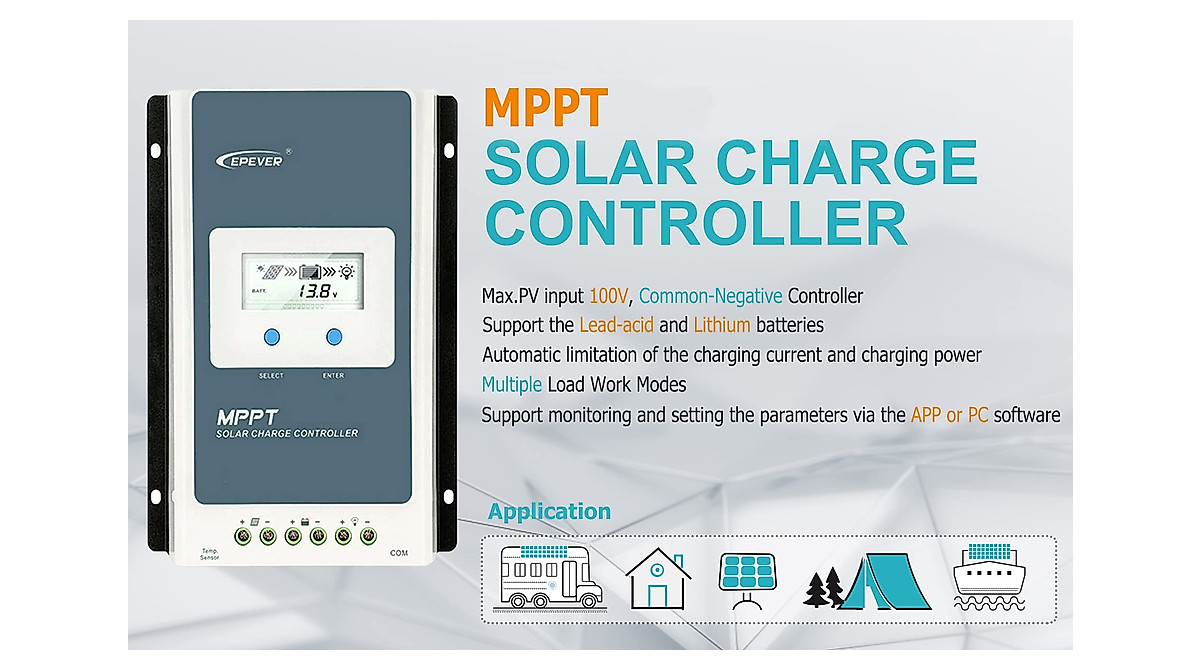 EPEVER 40A MPPT Solar Charge Controller for 12V/24V Systems