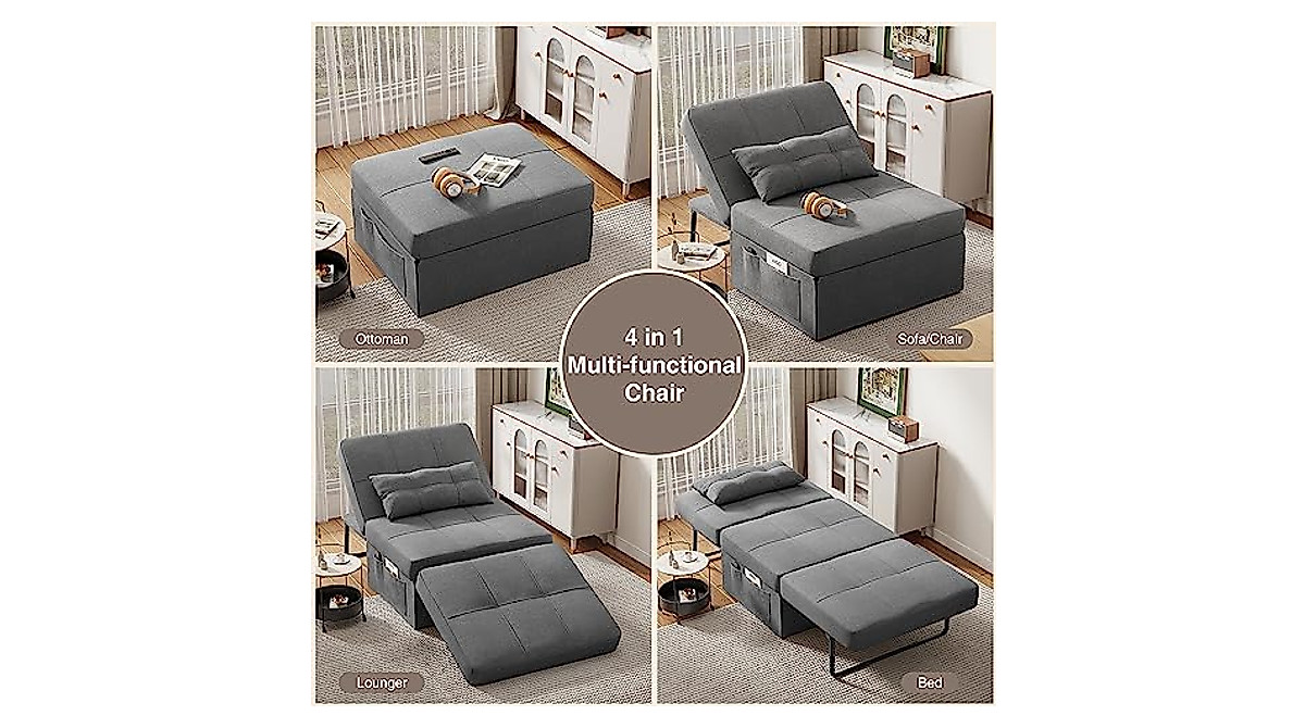 Aiho 4 in 1 Sleeper Chair Bed – No Assembly Required