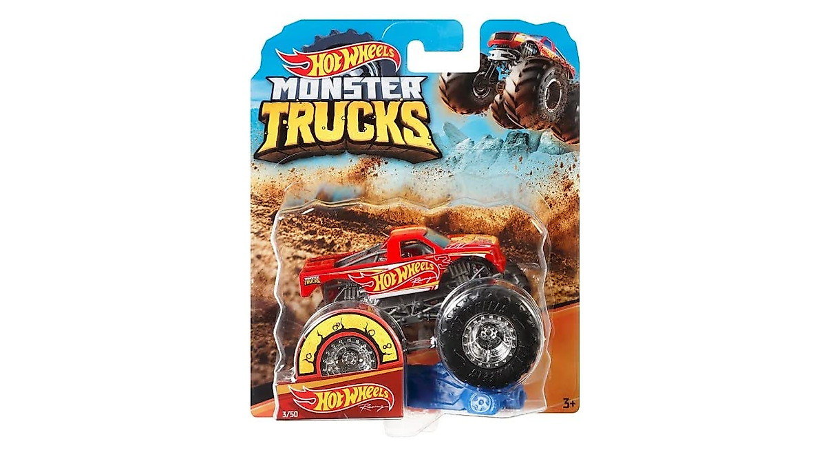 Hot Wheels Monster Trucks Racing Red Diecast Truck – Connect & Crash Car