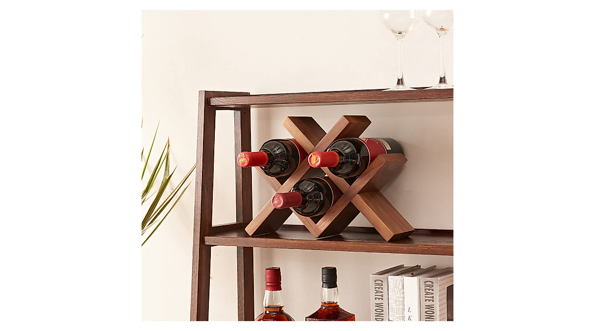 Rustic Walnut Wooden Wine Rack for Countertop - No Assembly Needed