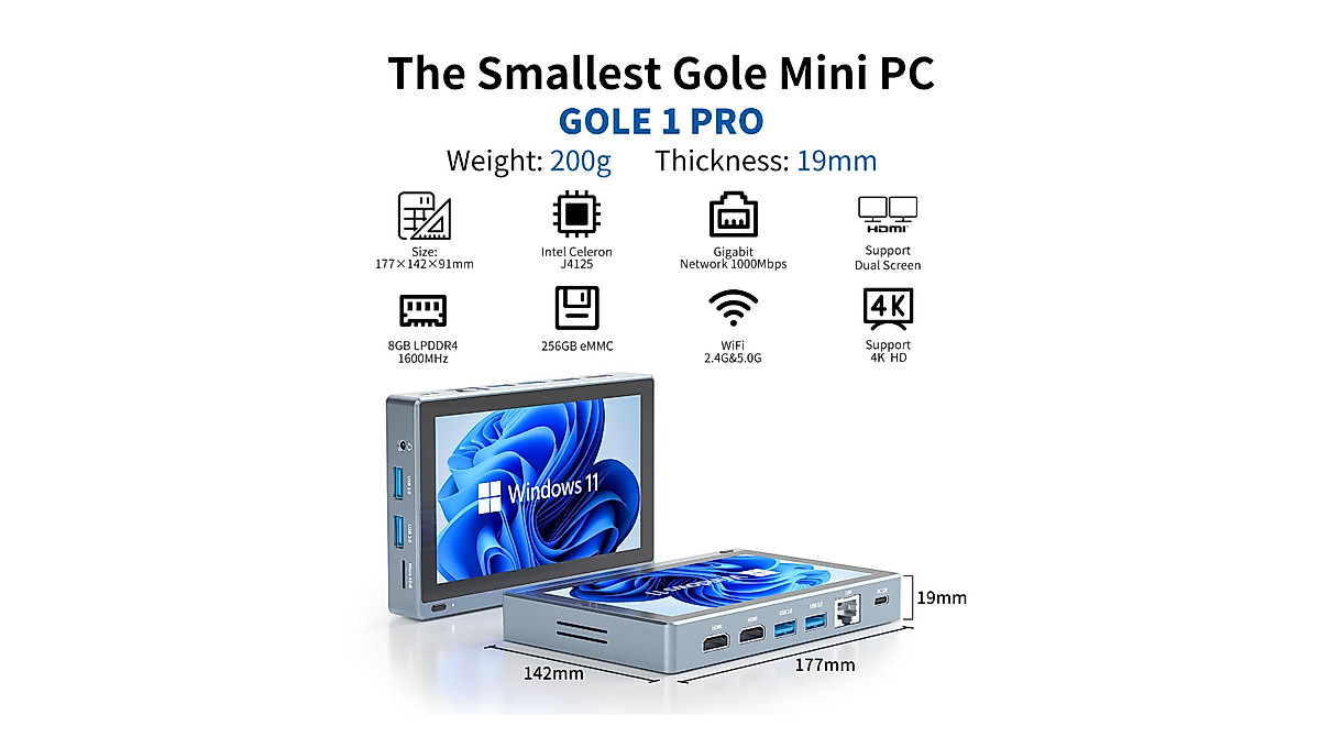 Mini PC Windows 11 PRO with Touch Screen & 4K Dual Display | HIGOLEPC