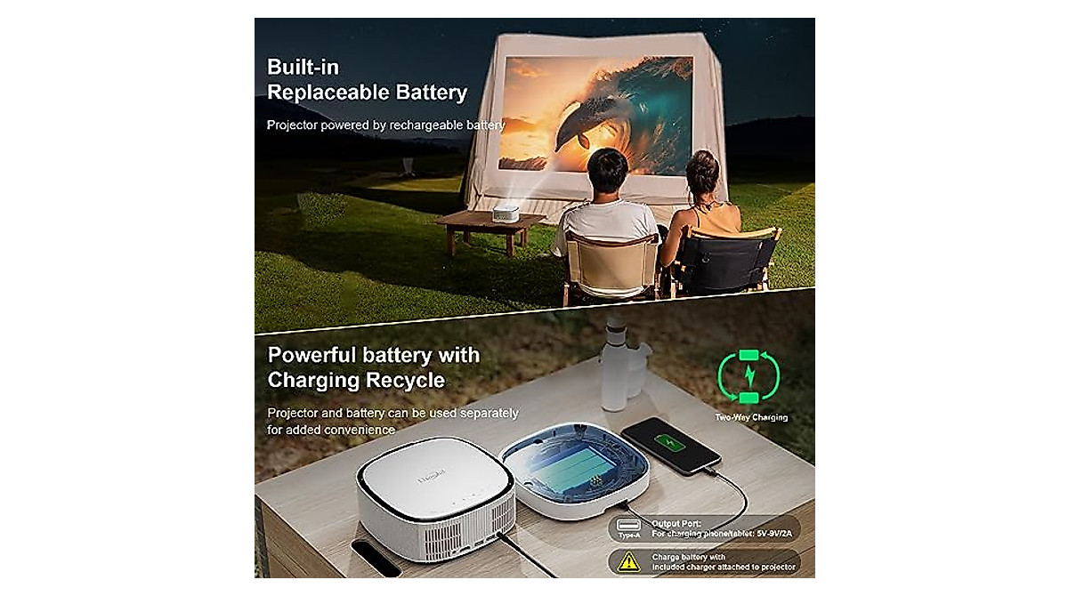 Battery Powered Outdoor Projector: Portable 1080P Tech