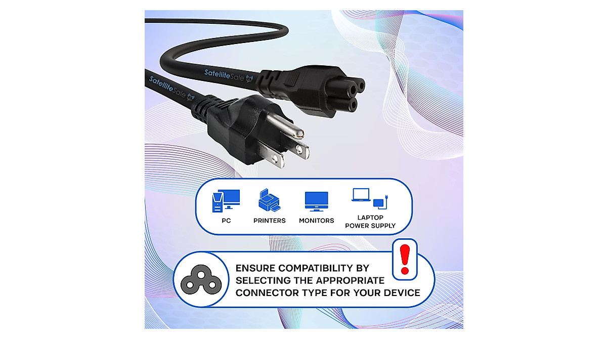 Heavy Duty Computer Power Cable NEMA 5-15P to IEC C5 - 15ft Universal Wire