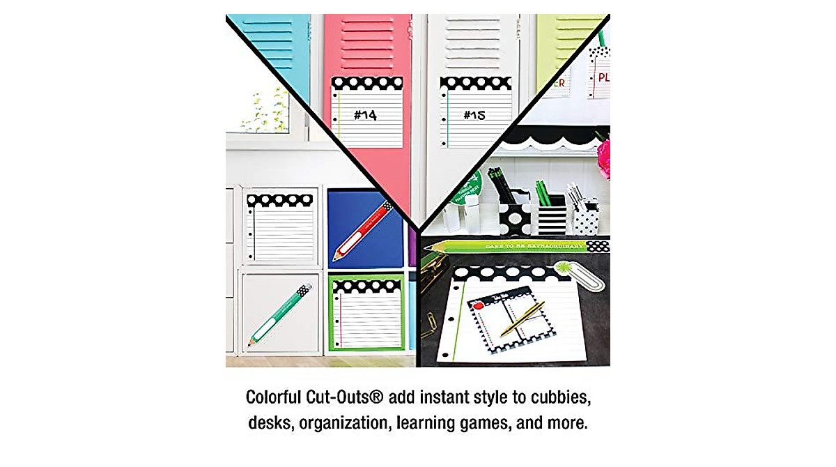 Stylish Pencil & Paper Cut-Outs for Classroom Decor