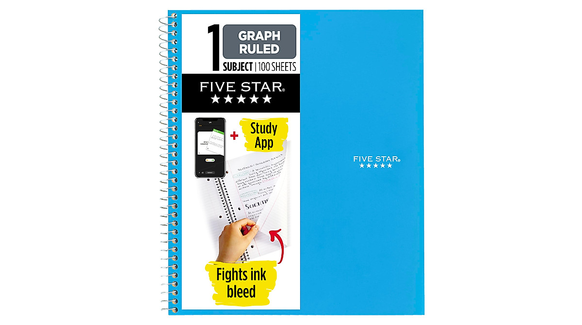 Durable Five Star Spiral Notebook with Graph Paper - 1 Subject