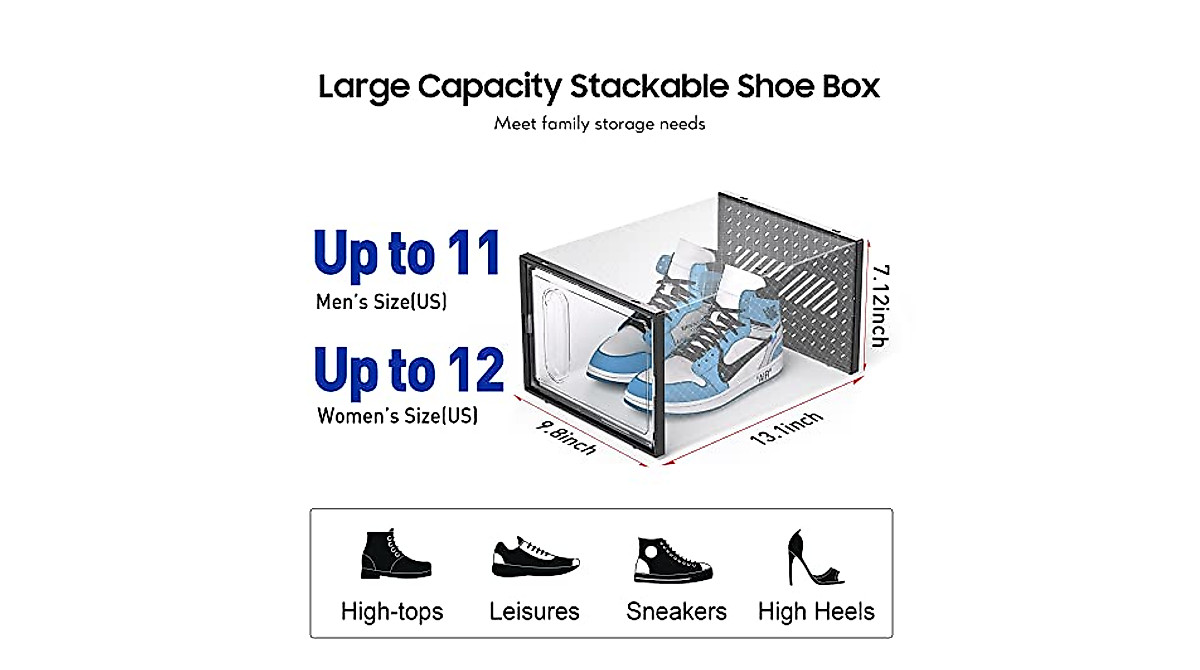 eWonLife Large Shoe Storage Box - 12 Pack Organizer