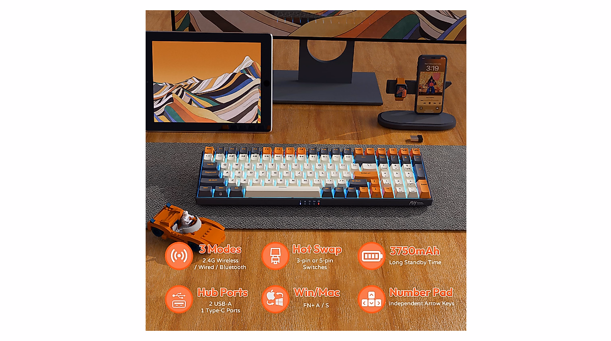 RK Royal Kludge RK100 Wireless RGB Mechanical Keyboard