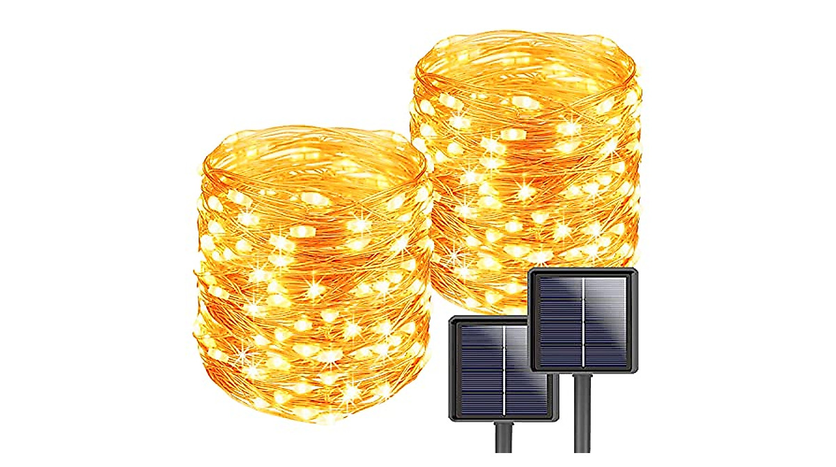 Bright 170ft Solar String Lights Outdoor - 480 LED 2-Pack