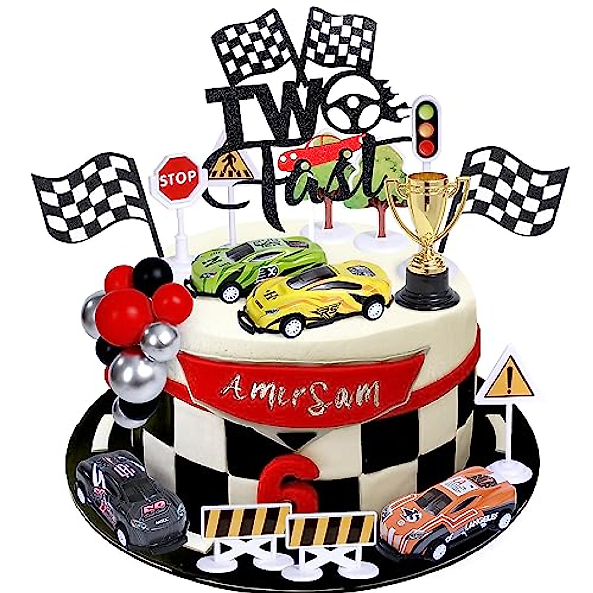 Queeke Race Car Cake Toppers for Birthday Parties