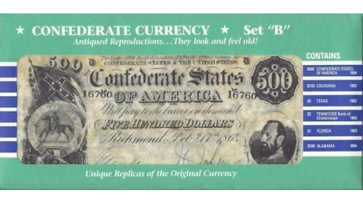 Confederate Currency Replica Set - Civil War Era Banknotes for Collectors