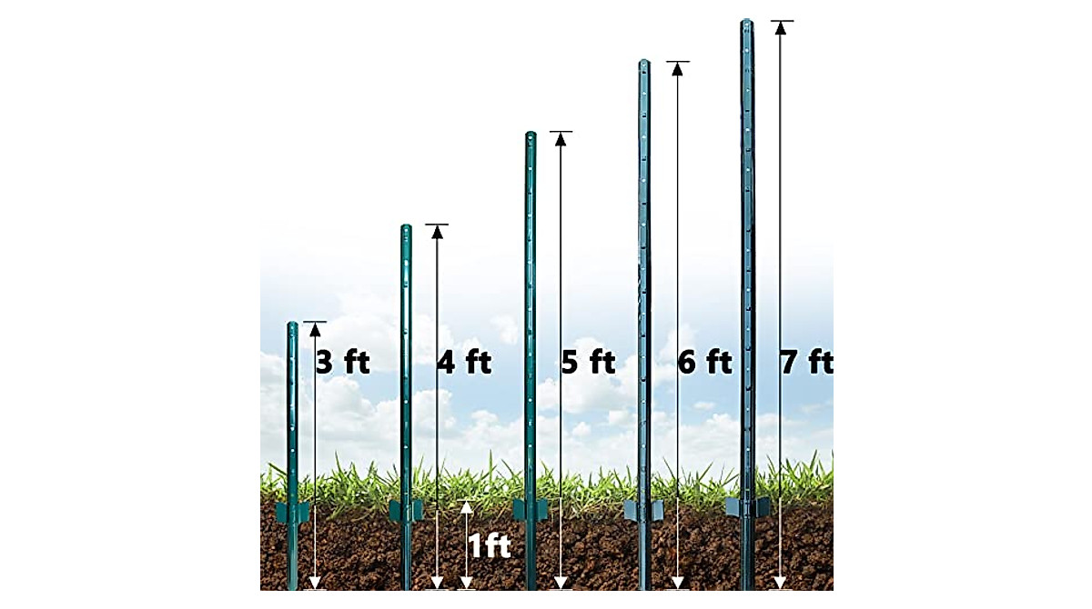 Sturdy 5ft ARIFARO Metal Fence Posts - Pack of 10