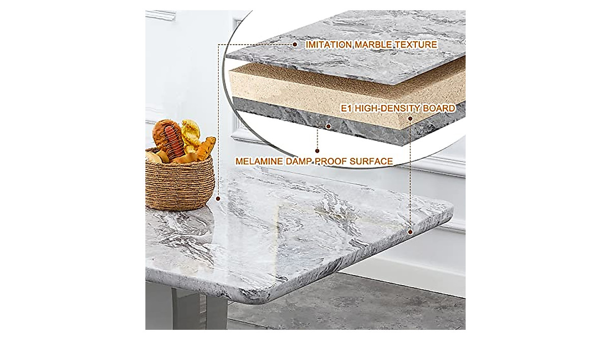 Hohoedc 63" Modern Marble Dining Table Set for 6-8