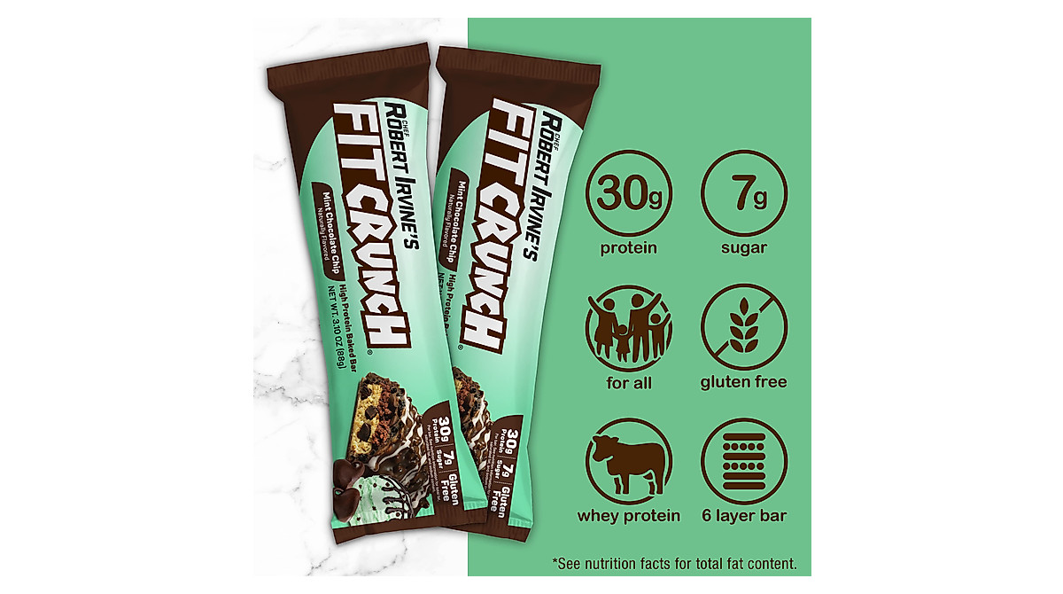FITCRUNCH Protein Bars - 30g Protein, Low Sugar