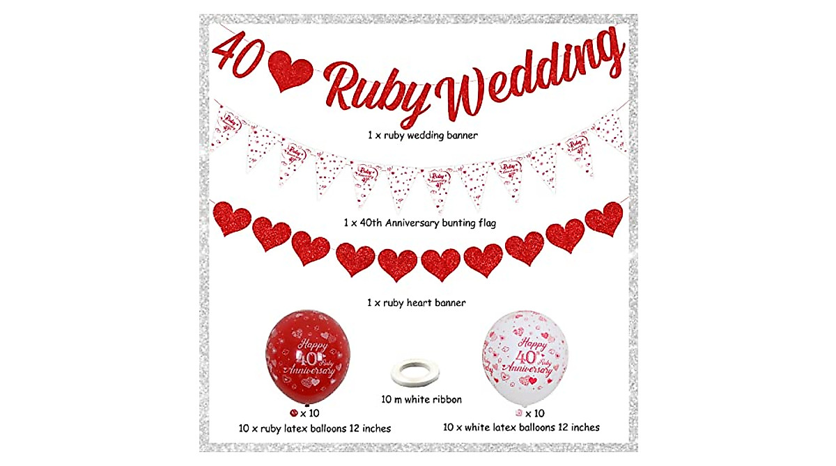 40th Ruby Wedding Anniversary Party Decorations Set