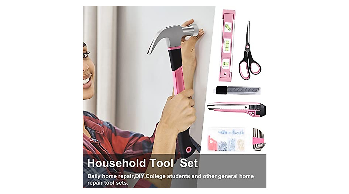 ACOSEA 223-Piece Purple Tool Set – Women's Tool Kit With 13-Inch Wide-Mouth Tool Bag, Basic Home Maintenance Set (Purple)