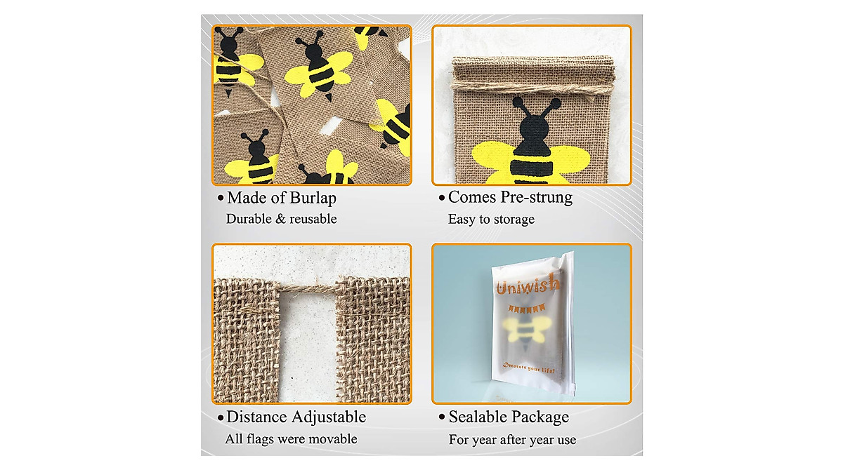 Uniwish Bumblebee Banner for Happy Bee Day Decorations