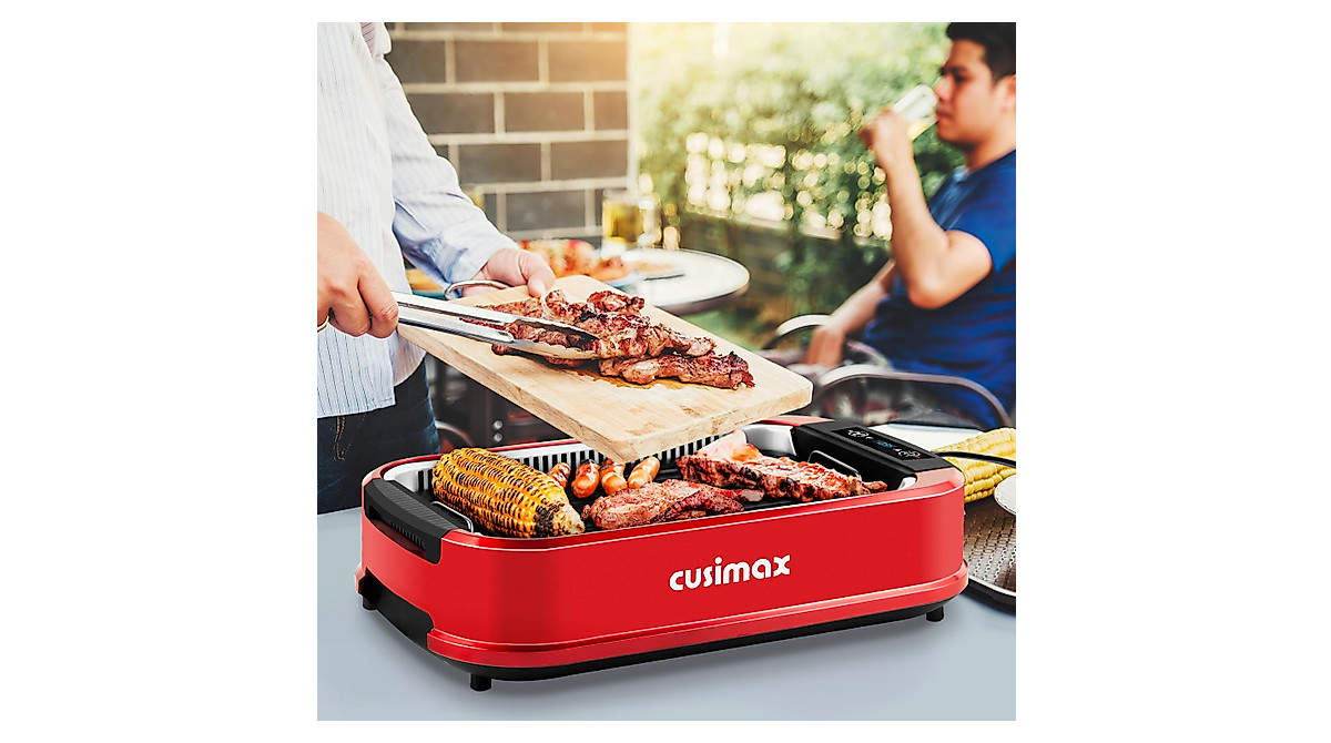 CUSIMAX Smokeless Indoor Grill with Smart Display & Non-Stick Plate