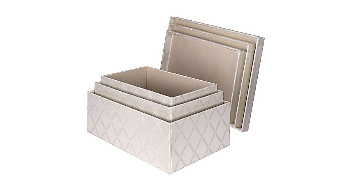 Decorative Storage Boxes Set of 3 - Stylish Closet Organizers