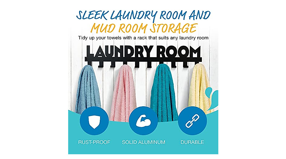 STAR SPLASH Large Laundry Towel Rack - Durable Wall Mount Organizer