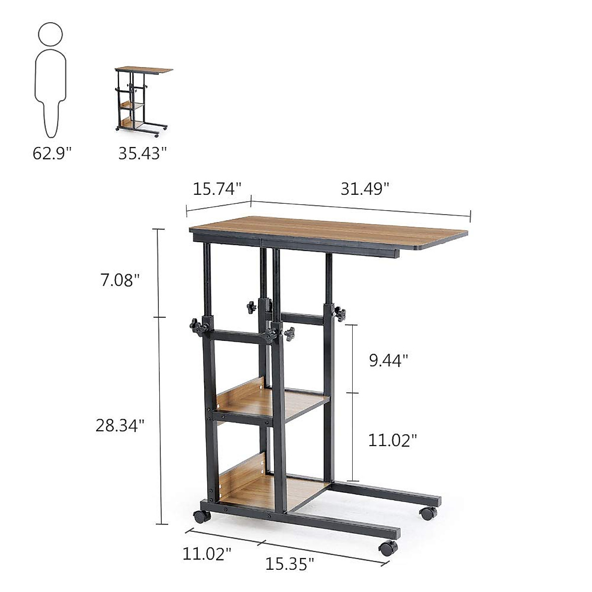 Tribesigns Adjustable C Table Mobile Sofa Side Laptop Desk