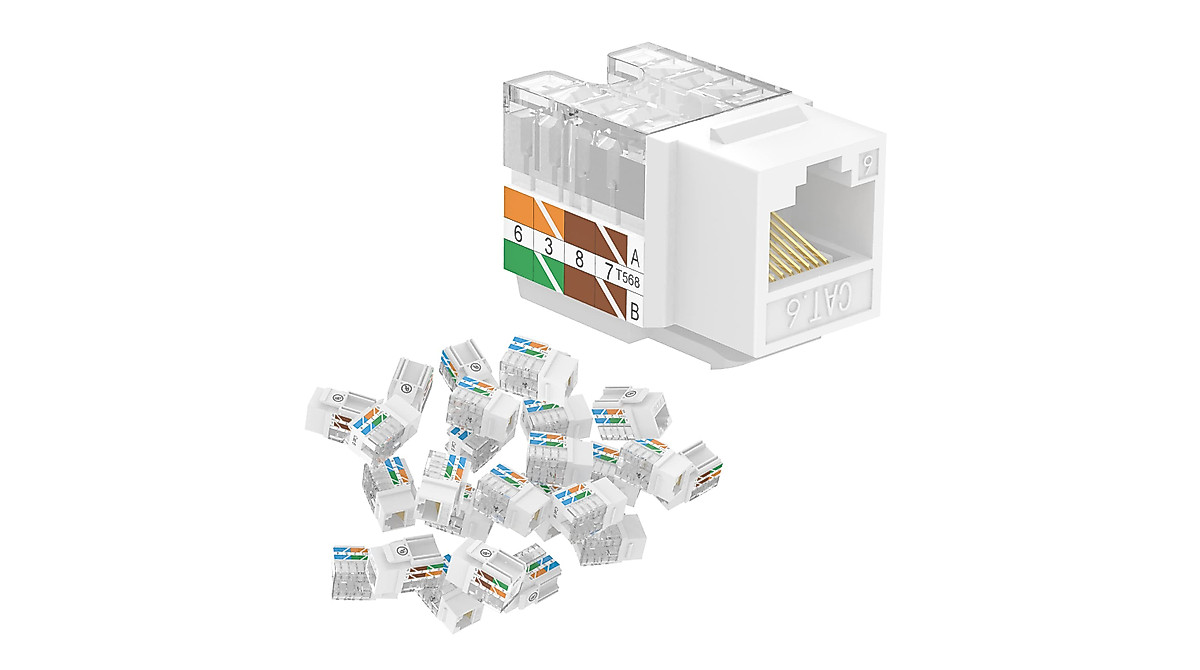 VCELINK Cat6 RJ45 Keystone Jacks - UL Listed, Slim 10-Pack