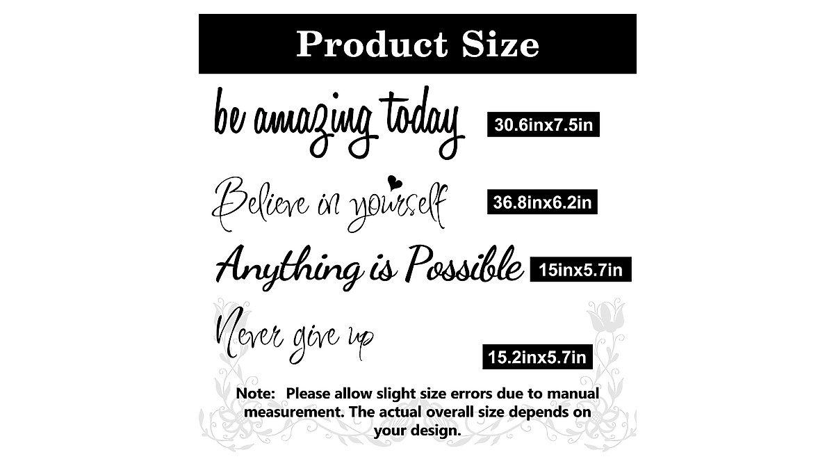 Large Inspirational Quote Wall Decals, Removable Positive Saying Wall ...