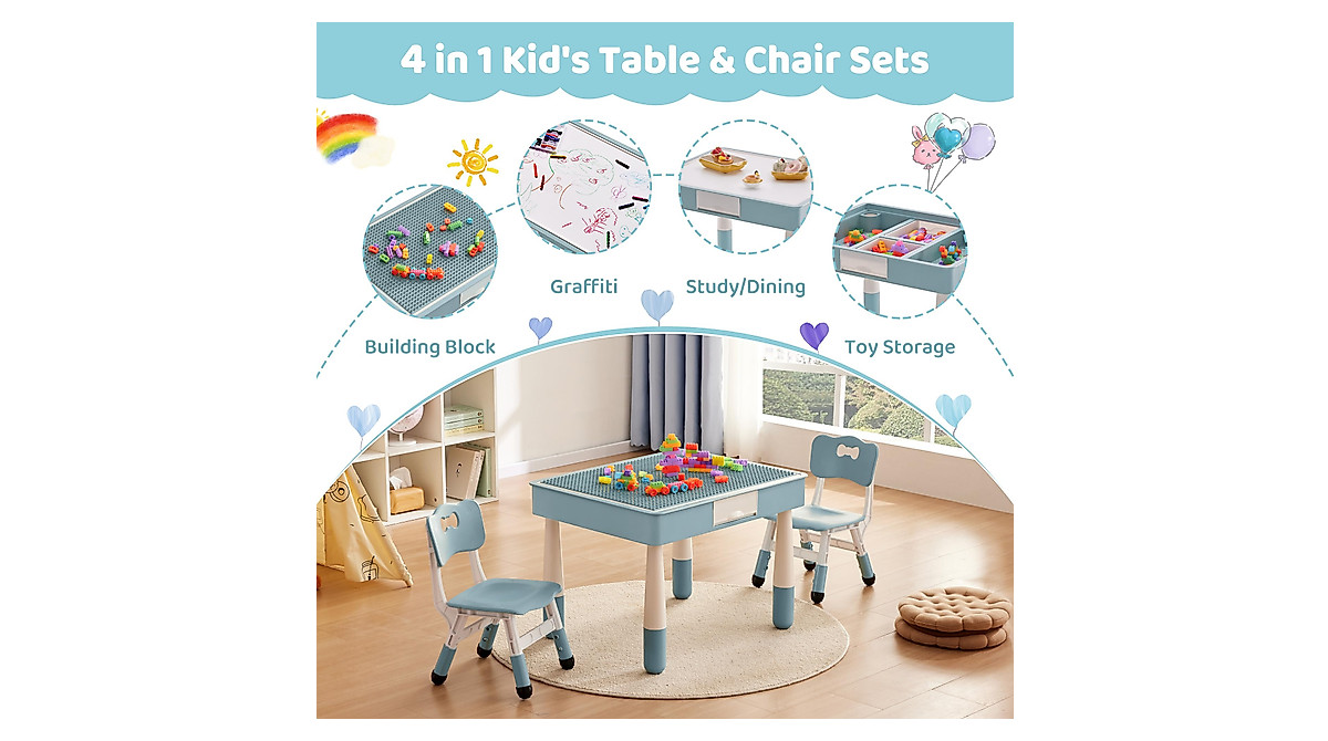 DOREROOM 4 in 1 Kids Table & Chair Set - Creative Play