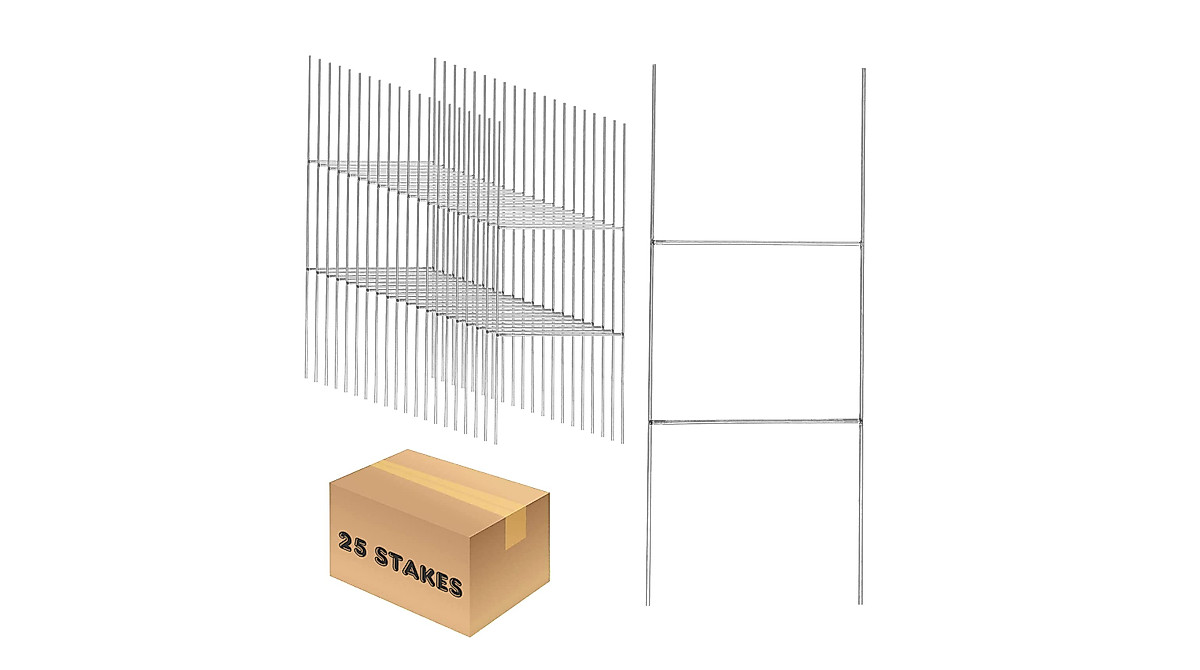 Heavy Duty Metal H-Stakes for Outdoor Signage | 25 Pack