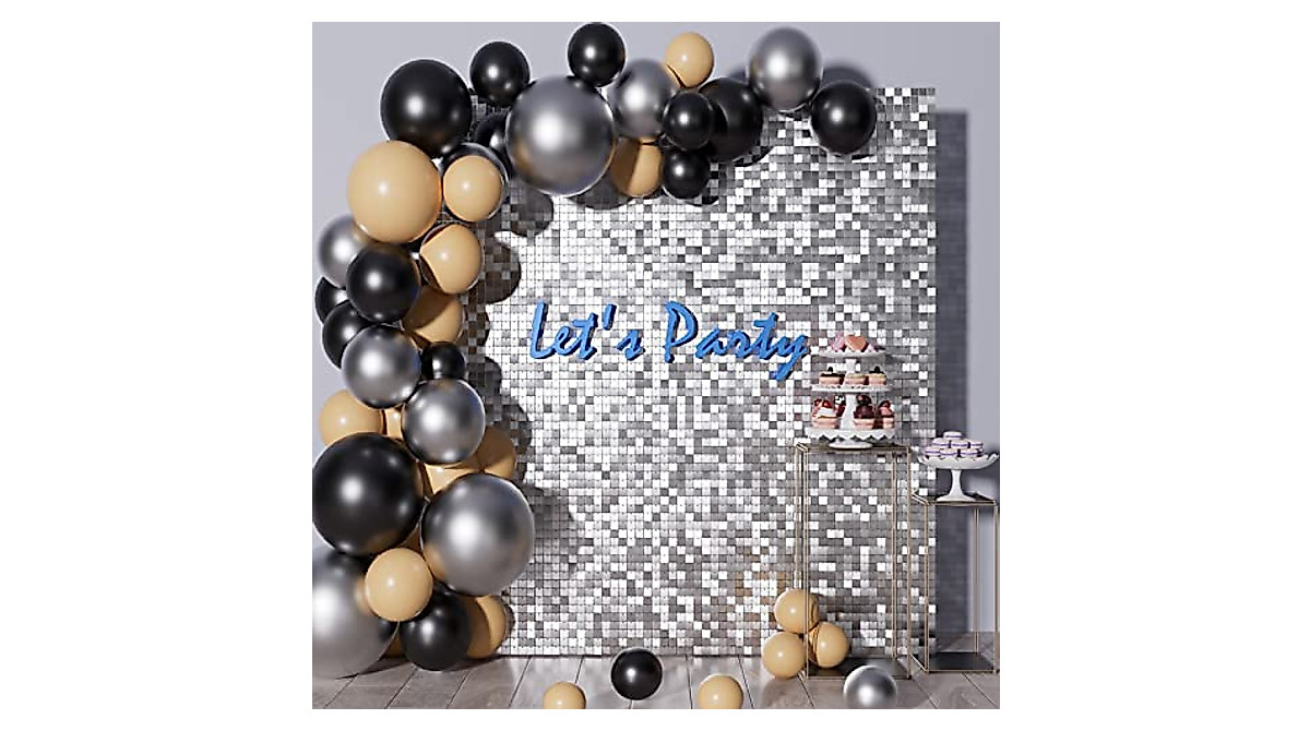 COKAOBE Silver Sequin Wall Backdrop for Weddings & Parties