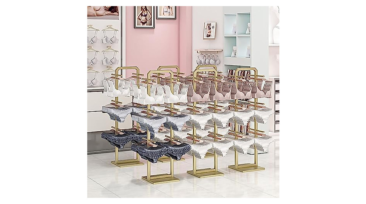 Stylish Floor-Standing Bra Rack for Retail Spaces