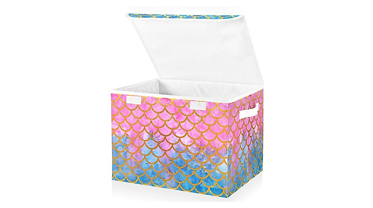 Krafig Watercolor Fish Mermaid Storage Box - Stylish Cube Organizer