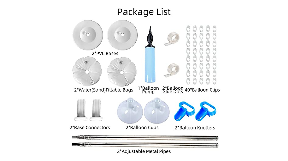Auguro Adjustable Balloon Column Kit for Parties - 8ft Stand
