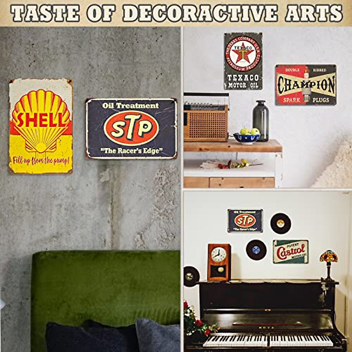 Vintage Garage Signs 5PCS Waterproof Retro Wall Decor