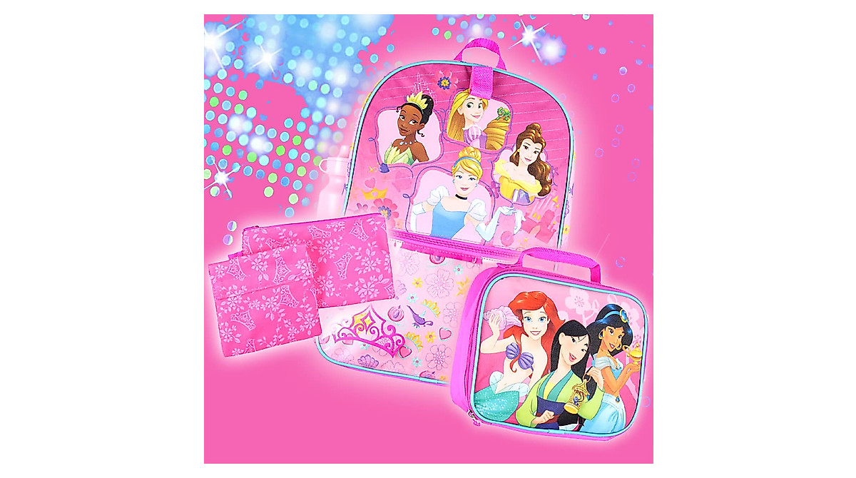 Disney Princess 16” Backpack & 5-Piece School Set for Girls